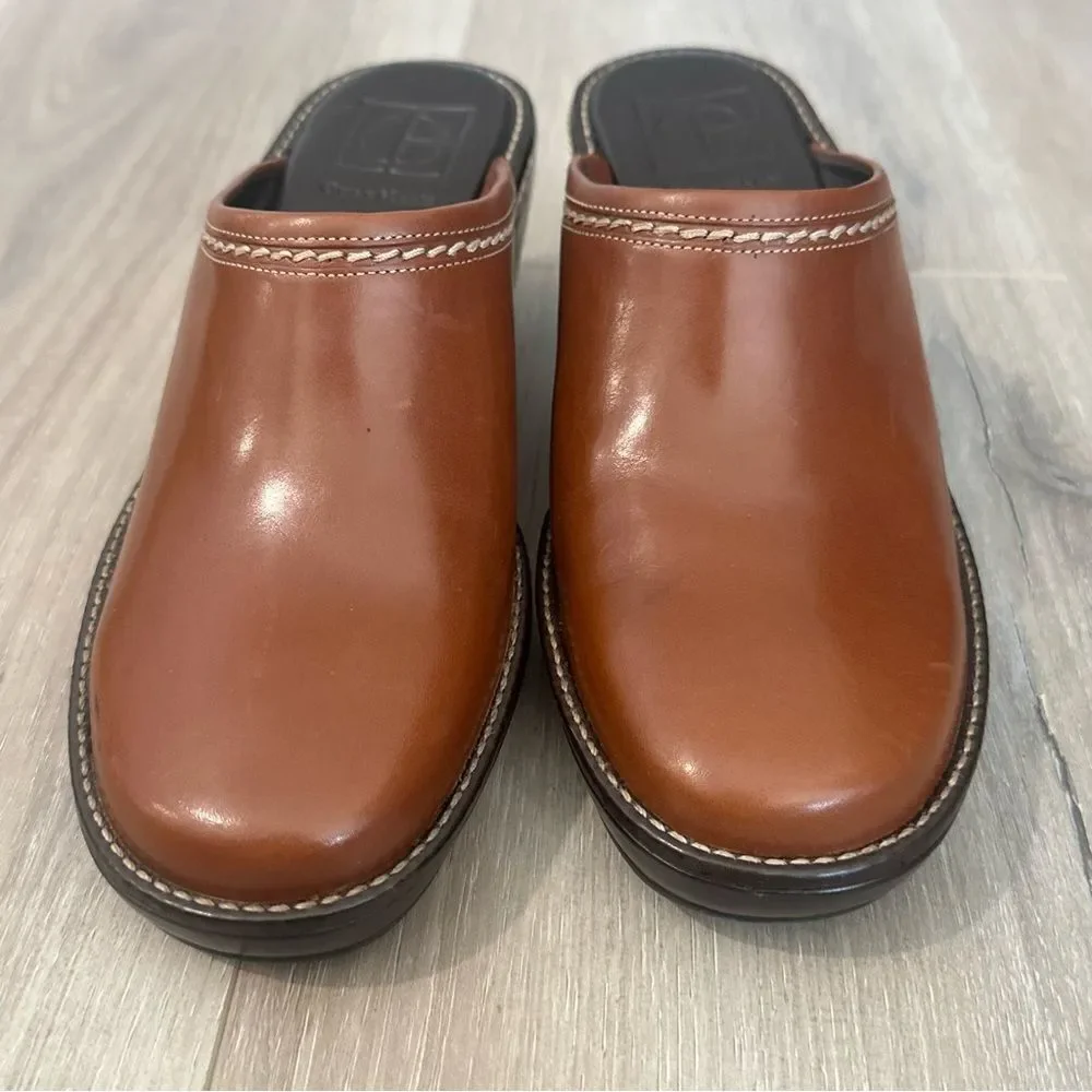 Cole Haan Elyssa Wedge Clogs Slip On Mules Shoes Brown Leather‎ Women’s Size 6